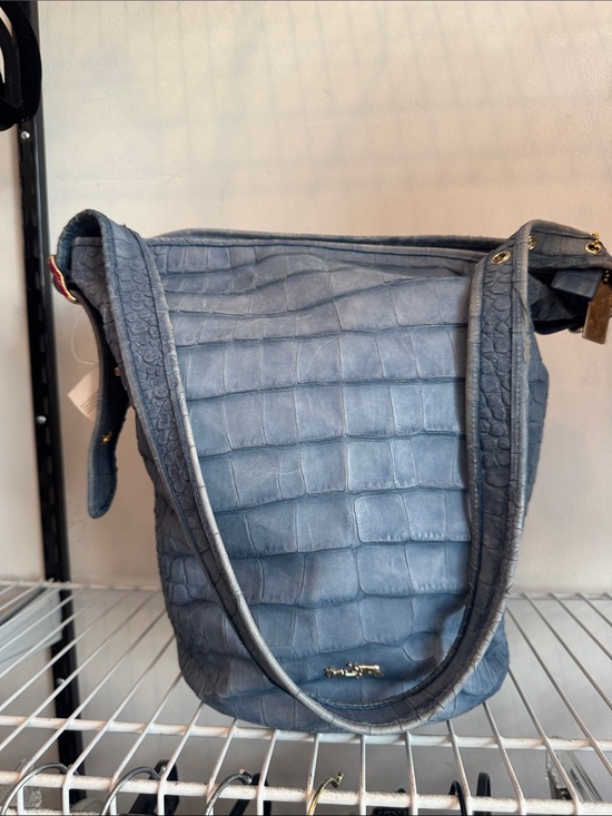 Coach Handbags - Coach Blue Croc-Embossed Crossbody Tote
